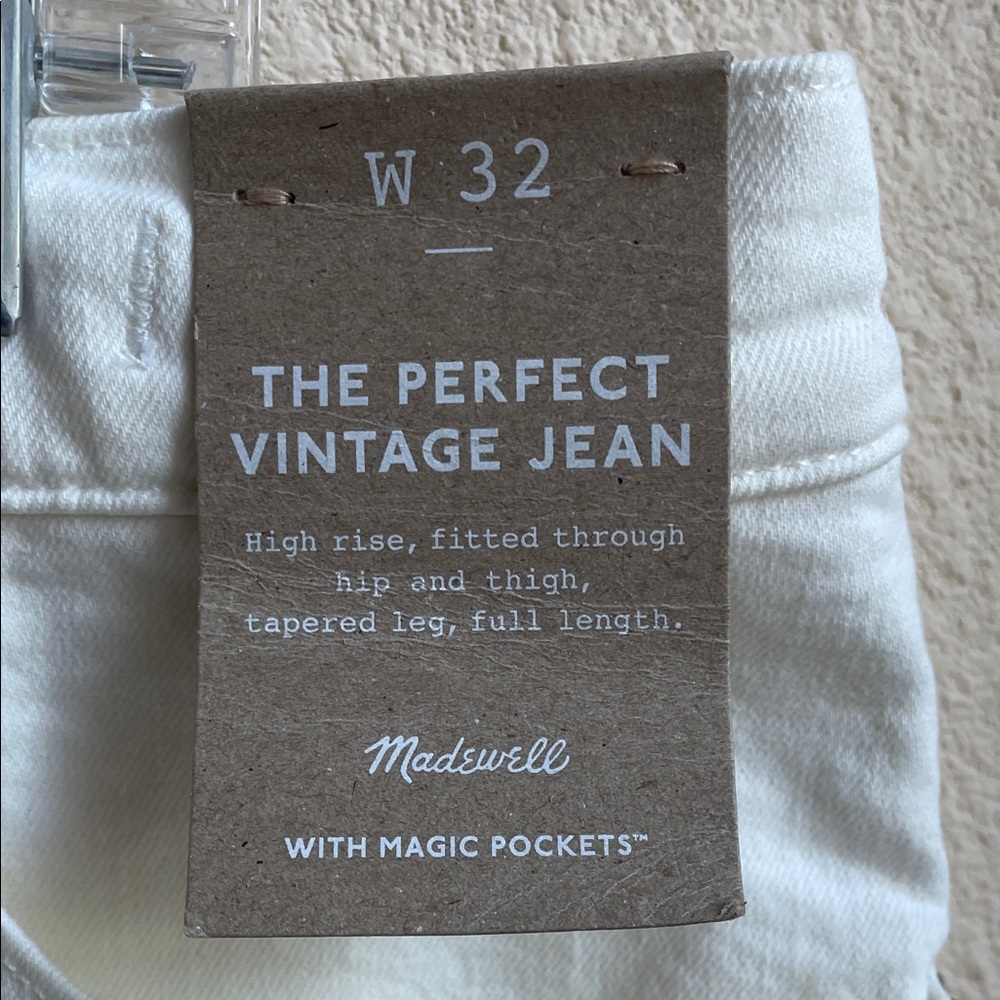 Madewell Perfect Vintage Jeans in Cream, NWT, 32